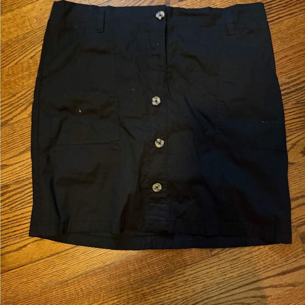 Black Button-Front Skirt